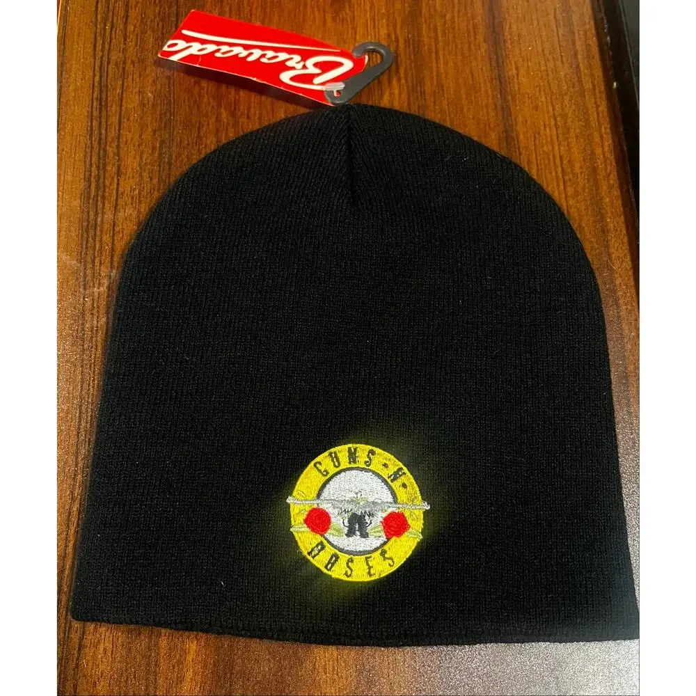 Guns N’ Roses Black Knit Beanie Embroidered Logo Rock Band Hat